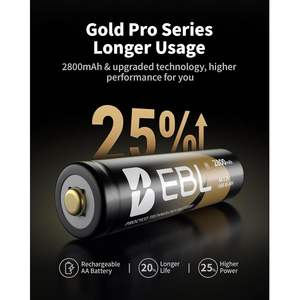 Para Pilas Recargables EBL Gold Pro AA, Paquete de 8, 1.2V 2800mAh, Alta Capacidad, NIMH, Precargadas, Actualizadas a 600mAh - Product Image 6