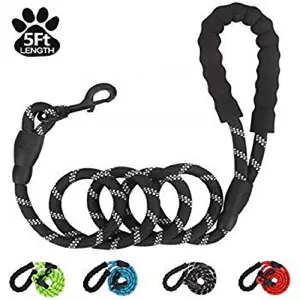 Chumbo 5 pés Rope Dog Collar Dog Nylon Rope Leash Dog Lead Venda quente Confortável Acolchoado Punho Reflexivo Pet