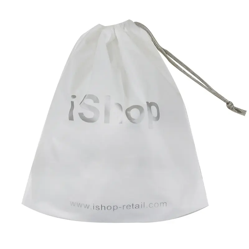 Nenhum saco plástico transparente de transporte de roupas de plástico CPE de luxo mínimo com cordão personalizado