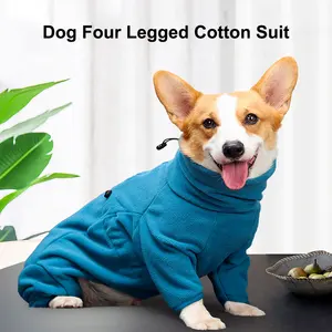 Pakaian hangat hewan peliharaan bulu Polar produk berlapis wol tahan angin musim dingin pengering pakaian anjing rompi jaket lembut dingin mantel empat kaki