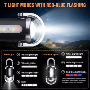 Linterna de Llavero con Banco de Energía Portátil, 7 Modos de Luz, Mini, Pequeña, Recargable por USB C, Luz de Trabajo LED COB - Product Image 3
