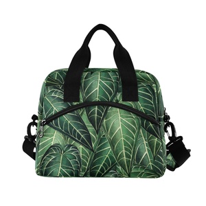 Bolsas de Almuerzo Portátiles con Asa de Transporte y Estampado de Hojas Verdes de Alta Calidad, Bolsa Térmica Impermeable con Impresión Personalizada - Product Image 2