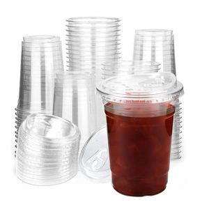 Gobelets en plastique transparent jetables PET de 16 oz avec couvercles, imprimés avec un logo personnalisé, pour matcha, bubble tea, soda, café glacé - Product Image 2