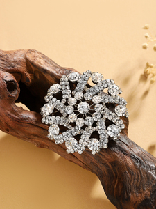 Broches Redondos de Cristal Transparente Chapados en Oro Brillante Directo de Fábrica, Ramos de Novia de Aleación de Cobre o Regalos de Fiesta para Mujer - Product Image 2