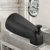 Bec de baignoire à montage encastré avec inverseur extractible pour tube en cuivre de 1/2 pouce, finition noir mat poli, jet de pluie, design contemporain pour salle de bain