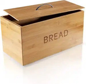 뚜껑이있는 맞춤형 순수 대나무 상자 대용량 사각 빵 상자 빵 보관함 식품 보관함