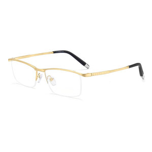 Chất lượng cao tinh khiết titan NỬA KHUNG kính cho nam giới mới siêu nhẹ kinh doanh quang học chuyên nghiệp kính mô hình Chắp vá - Product Image 5