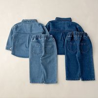 Ensemble de vêtements en jean pour bébés et enfants, garçons et filles, hauts à manches longues et pantalons, 2 ensembles, vêtements en jean pour bébés 100% coton