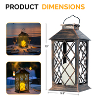 Lanterne solaire vintage en métal, lumière blanche chaude, commande vocale, étanche, murale, motif floral, décoration de jardin, extérieur, cour