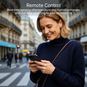 SIXWGH Tuya WiFi Sensor de humedad de temperatura inteligente <span class=keywords><strong>Alexa</strong></span>/Google Control de voz 30 días de almacenamiento de datos eléctrico para automatización del hogar - Product Image 3