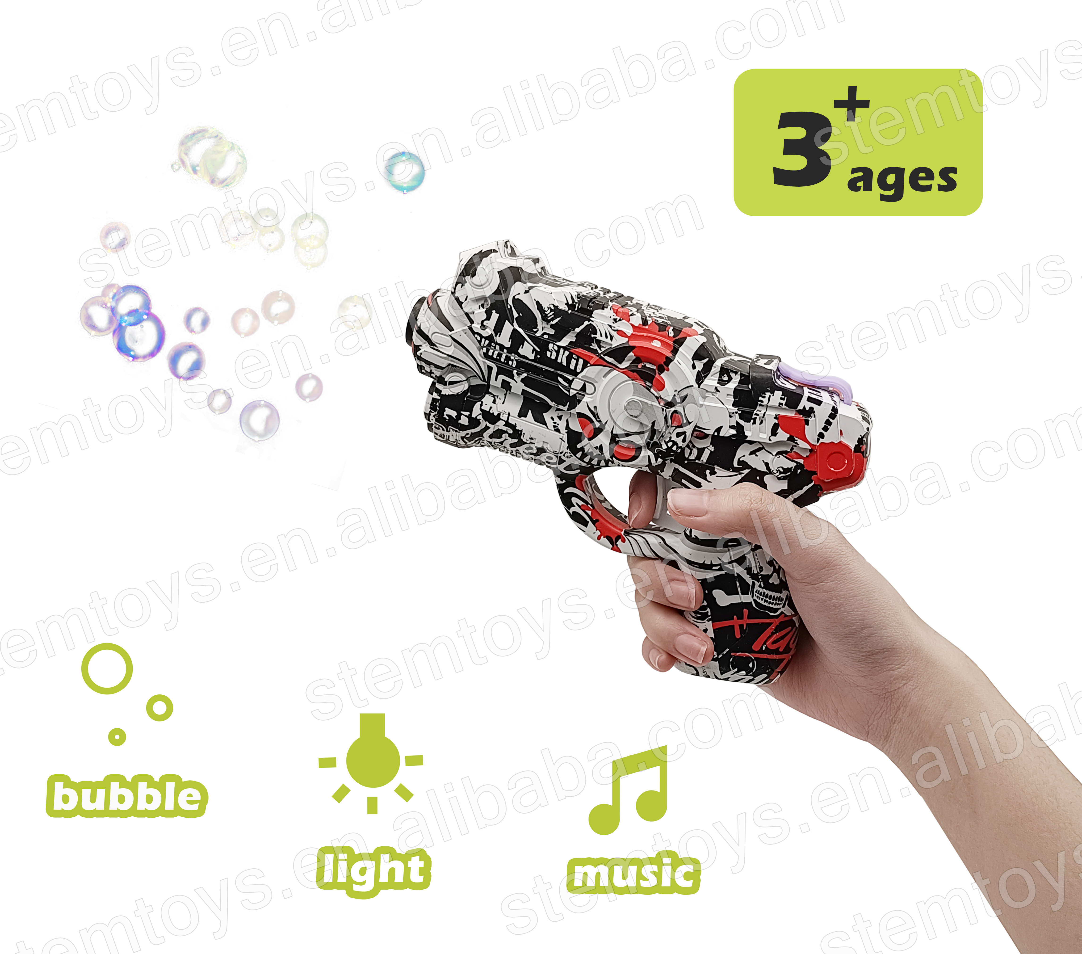 2022 Neuankömmling Auto Bubble Light Sounds Toy Gun Stem Beschichtete Pistole Outdoor Toys super dry wachsen zukünftiges Denken