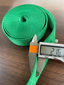 Sangle en polyester 100% rayée verte 32 mm SANBOO, durable, haute capacité de charge, sangle de fixation robuste pour le transport de marchandises - Product Image 1