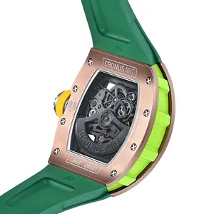 Jam tangan keramik kristal safir seri balap untuk richard jam tangan mewah mekanis otomatis dengan dial tembaga murni tali karet 21m