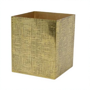Poubelle carrée sur mesure au design admirable, en laiton plaqué or, pour usage intérieur et extérieur - Product Image 1