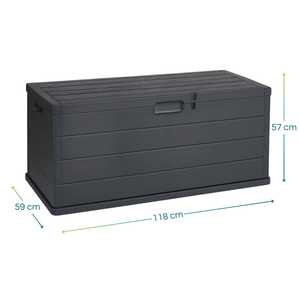 Coffre de rangement de jardin étanche et verrouillable 340L, effet bois, avec roulettes - Product Image 2
