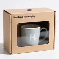 Boîte à gobelets en papier kraft en gros, boîte à tasses avec insert en carton, boîte d'expédition pour gobelet à eau avec fenêtre et logo personnalisé