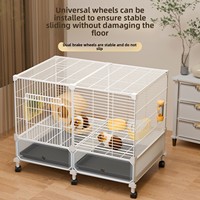Cage pour cochon d'Inde et lapin, design grand espace, nettoyage automatique des déchets, structure en acier inoxydable, taille moyenne, villa de luxe pour la maison