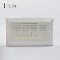 Placa frontal para cableado de red, TOM-FP-UK-05, 147x86mm, 4 puertos, tipo UK