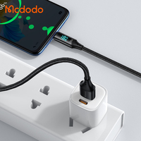 Câble de données USB Micro Mcdodo 107 numérique intelligent à LED en nylon QC3.0 4.0 3A, câble de charge USB, charge rapide pour téléphone