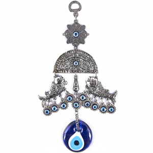 Peces que colgante de pared ornamento con vidrio hecho a mano mal de ojo de Turquía - Product Image 2