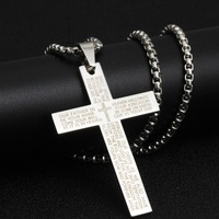 Articles religieux catholiques chrétiens, collier avec pendentif croix en acier inoxydable 316L pour hommes, couleur or rose, occasion de fête