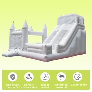Château gonflable de mariage blanc QY Built, château gonflable à sauter, fosse à balles, toboggan aquatique gonflable, garantie de 3 ans, installation facile - Product Image 3