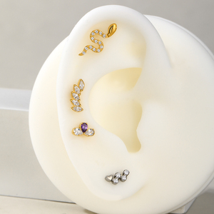 Lindo disco de circón ASTM F136 con cono colgante Conch Helix oreja Piercing forma de serpiente joyería de cuerpo de titanio con rosca interna - Product Image 4
