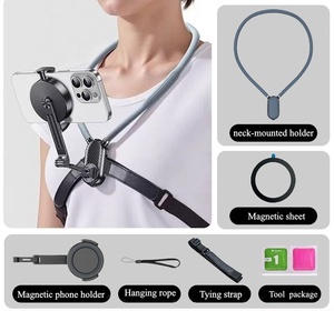 Universel pour téléphones mobiles <span class=keywords><strong>et</strong></span> appareils photo <span class=keywords><strong>Première</strong></span> perspective Fixe Anti Shake Magnetic Neckband Phone Holder for Live Video Shot - Product Image 5