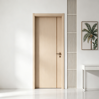 Puerta Interior de Madera Maciza de Teca Directo de Fábrica, Acabado en PVC, Sin Pintura, Resistente a la Deformación, Decoración para Escuelas y Hoteles