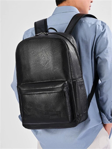 Premium Western Good Quality Slim Laptop Dark <strong>Brown</strong> Luxury Top Grain Custom Pu Leather <strong>Backpack</strong> with logo Embossed - Product Image 3