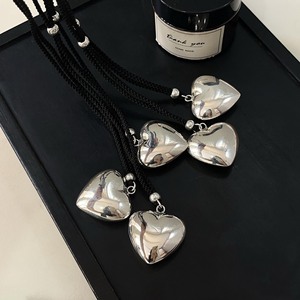 S925 Sterling Silver <b>Heart</b> Necklace <b>Black</b> Cord Adjustable For Women Gift Jewelry - Product Image 4