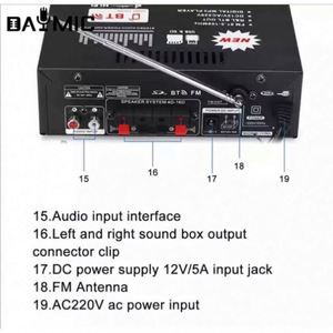 Amplificador para Auto de 12V 198BT BT 5.0, Pico de 300W+300W, USB, Amplificador para Autos de 12 Voltios, Subwoofer Estéreo - Product Image 4