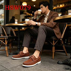 CXT, Zapatos Náuticos Clásicos de Cuero Crazy Horse Marrón Oscuro de Alta Gama, Zapatos Casuales para Hombre Resistentes a los Olores para Caminar por la Calle HSW079 - Product Image 5