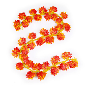 Guirlande artificielle d'érable à 30 feuilles en soie rouge, décoration intérieure pour Halloween et Noël, plante décorative verte - Product Image 5
