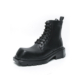 Botas de Tobillo de PU con Cordones y Punta Cuadrada Estilo Británico 1633 para Hombre, con Plantilla de EVA, Botas de Motocicleta - Product Image 6
