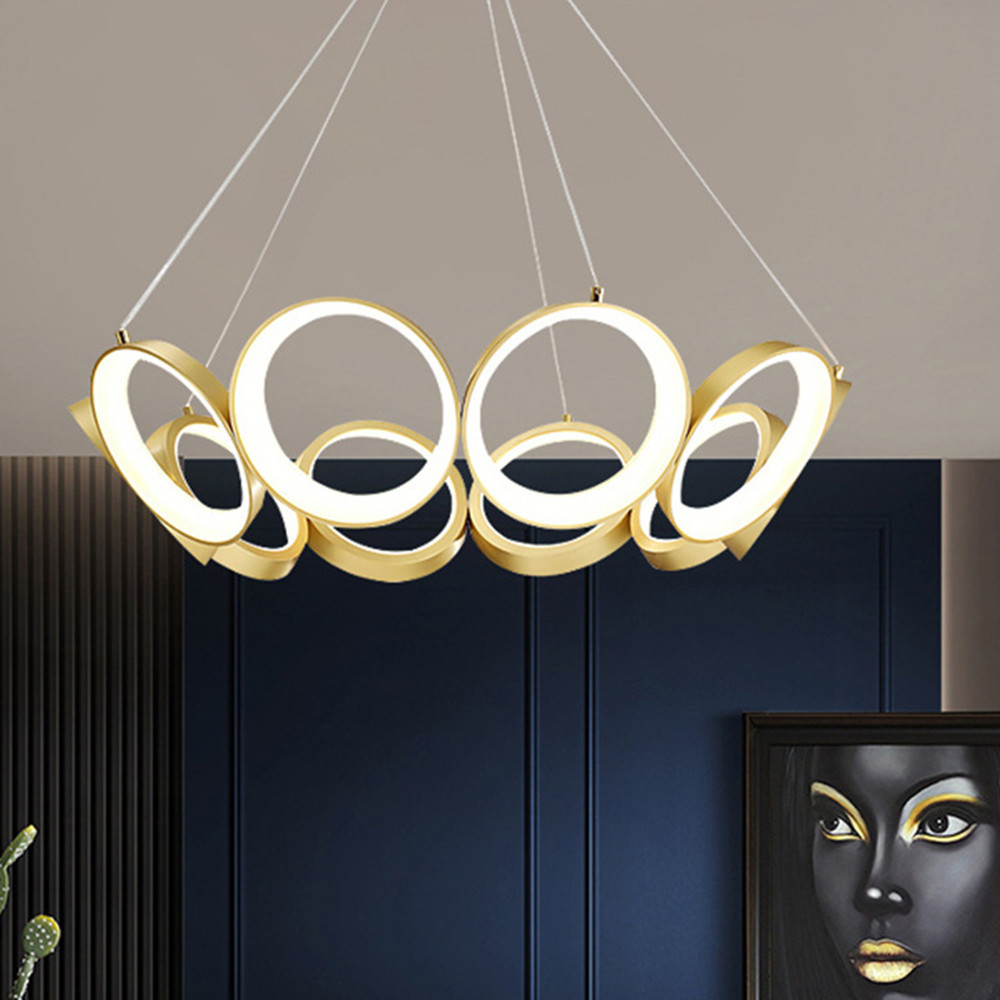 Modern Luxury Pendant Light Gold Hanging Light Livingroom Originality Circle Led Ring Chandelier · image 2