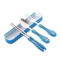 Cuillère, fourchette et baguettes en acier inoxydable avec manche en plastique écologique, avec boîte en plastique, sans BPA, non toxique, réutilisables