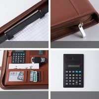 Carpeta de PU multifuncional A4, bolsa con cremallera, soporte para teléfono móvil personalizable, carpeta de venta de datos portátil para gerentes de negocios para