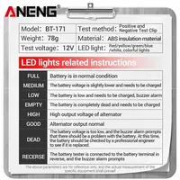 Testeur de charge de batterie 12V ANENG BT-171 avec affichage numérique, indicateur LED et protection contre les surtensions pour la réparation automobile