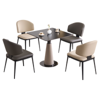 Ensemble table et chaises de salle à manger rondes modernes Yartu avec plateau en ardoise, plateau central rotatif, 6 places, pieds en métal, idéal pour les petites salles à manger.