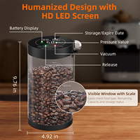 Bocal à café électrique hermétique surdimensionné rechargeable en verre et ABS avec affichage LED pour la conservation des aliments en cuisine