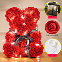 2024 Vente en Gros Ourson en Roses 25 cm, Ourson en Roses Artificielles 35 cm, Meilleur Cadeau de Saint-Valentin pour Petite Amie
