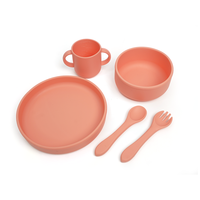 Ensemble personnalisé de fournisseur 5 pièces assiette en silicone pour bébé bol pour bébé tasse cuillère repas pour enfants ensemble d'alimentation en silicone pour bébé
