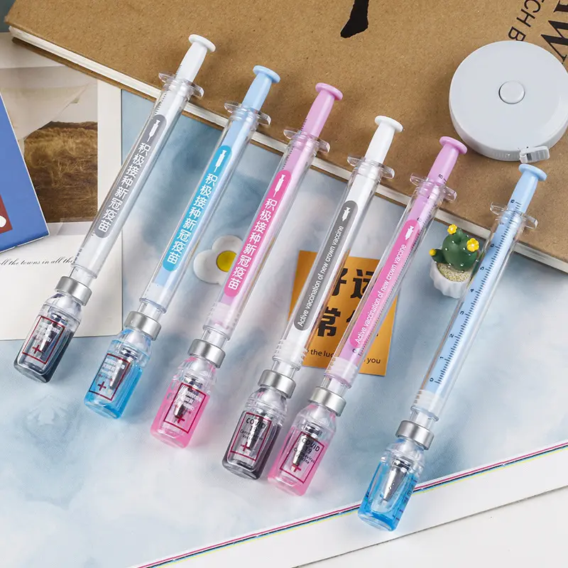 Penne a sfera in Gel a forma di siringa di vaccino per simulazione di iniezione medica kawaii personalizzate per regalo creativo con Logo pubblicitario