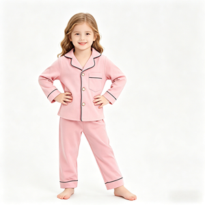 Set Pigiama Classico <span class=keywords><strong>per</strong></span> Bambini con Stampa, Maglia a Maniche Lunghe con Bottoni e <span class=keywords><strong>Pantaloni</strong></span>, 2 Pezzi in Morbido Cotone, Abbigliamento da Notte <span class=keywords><strong>per</strong></span> Ragazzi e Ragazze - Product Image 2