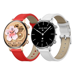 Montre connectée MK96 avec bracelet en cuir pour femmes, écran AMOLED de 1,32 pouces, fréquence cardiaque, oxygène sanguin, étanche IP68, appels Bluetooth, suivi de la santé de luxe - Product Image 1
