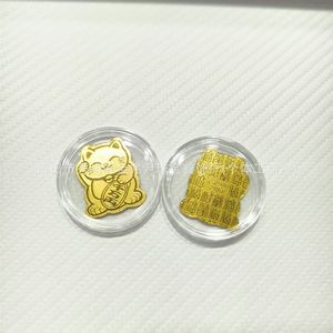 ゴールデンモバイルフォンステッカー：招き猫、花、速富姫、お願いします、富の宝庫。 背面： - Product Image 4