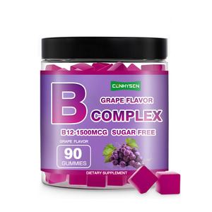 Etiqueta privada Vitamina B Complejo Gummies Energía Estado de ánimo Soporte inmunológico Sabor a uva natural Suplementos dietéticos veganos - Product Image 1