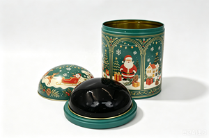 Christmas Rotating Musical Dome <b>Tin</b> Box Food Grade Cookie Gift Metal Can Christmas Holiday Gift - Product Image 5