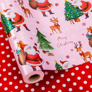 Pink Christmas <b>Wrapping</b> <b>Paper</b> Santa Reindeer Tree Design 46.8 Square Feet Roll Gift Craft Recyclable - Product Image 6